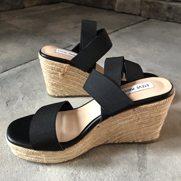 NWOT Steve Madden espadrille wedges black 8 9.5 - Picture 14 of 16